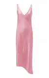 Jw Anderson V-neck Satin Midi Dress In Pink