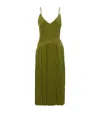 Jw Anderson Pleated Crepe De Chine Midi Dress In Green
