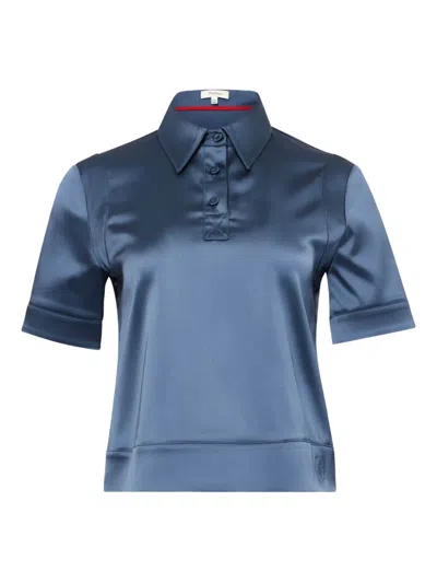 Jw Anderson Satin Polo Shirt In Gray