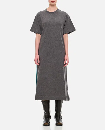 Jw Anderson Satin Tie T-shirt Dress In Grey