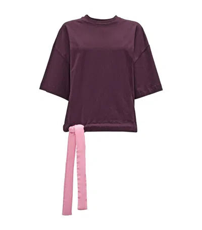 Jw Anderson Satin Cropped T-shirt In Purple