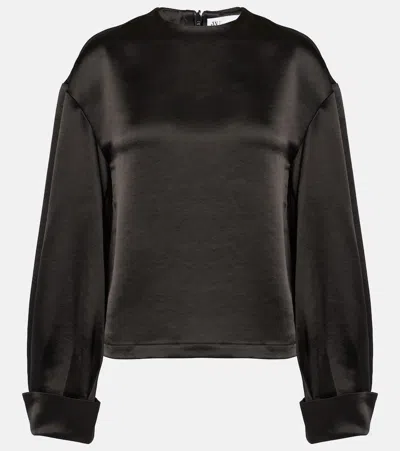 Jw Anderson Twisted Sleeve Satin Top In Black
