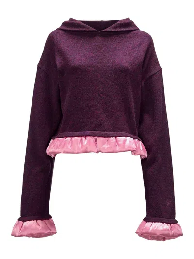 JW ANDERSON SATIN-TRIMMED CROPPED HOODIE
