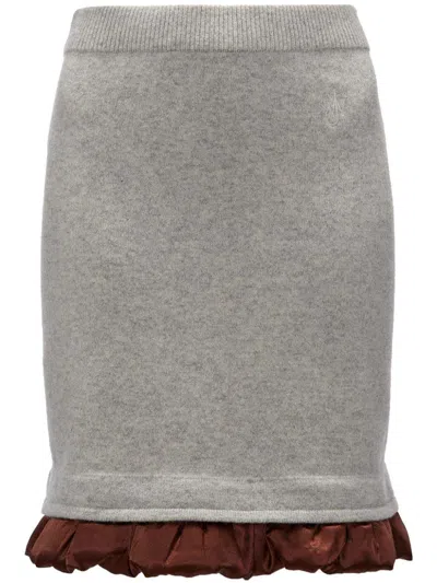 Jw Anderson Mini Skirt With Satin Details In Grey
