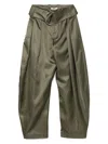 Jw Anderson Pleated D-ring Satin Trousers In Green