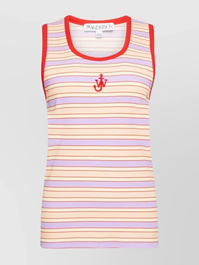 Jw Anderson Scoop Neck Sleeveless Top With Horizontal Stripes In Multicolor