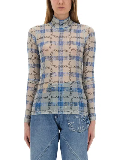 JW ANDERSON JW ANDERSON SEMITRANSPARENT TOP WITH ALLOVER LOGO