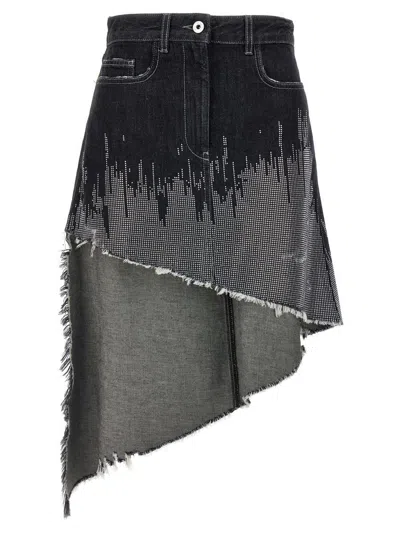 JW ANDERSON JW ANDERSON SEQUIN ASYMMETRIC DENIM SKIRT
