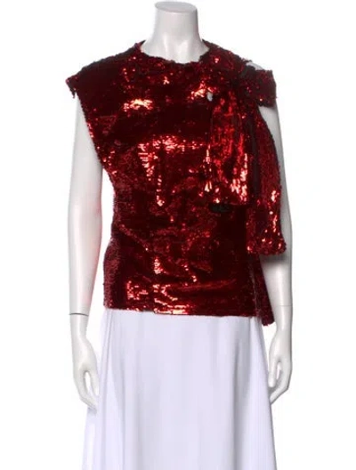 Pre-owned Jw Anderson Sequin Crew Neck Top In Red