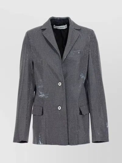 JW ANDERSON SEQUIN DENIM BLAZER JACKET WITH DISTRESSED FINISH