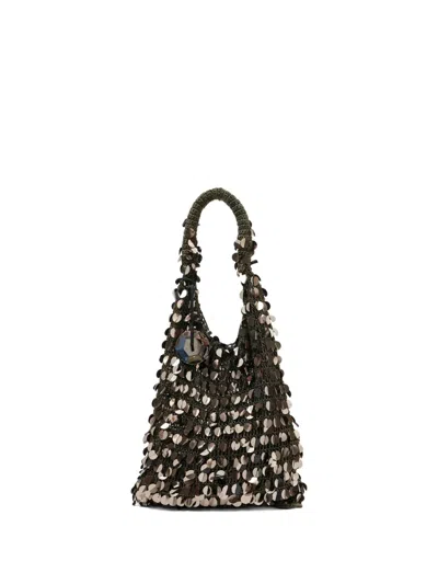 Jw Anderson W Anderson Womens Sequin Woven Hobo Bag Gunmetal In Grey