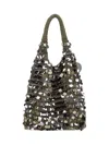 Jw Anderson W Anderson Womens Sequin Woven Hobo Bag Gunmetal
