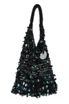 Jw Anderson Crochet Handle Sequin Embellished Tote Bag In Dark Teal