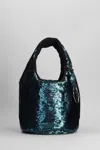 Jw Anderson Blue Mini Sequin Shopper Bag In Green