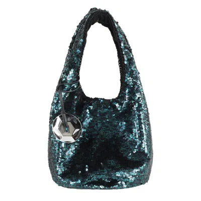 JW ANDERSON J.W. ANDERSON SEQUIN SHOULDER BAG IN GREEN POLYESTER