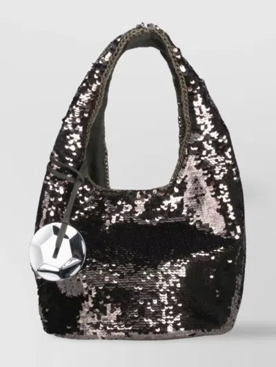 Jw Anderson Sequin Top Handle Shoulder Bag In Brown