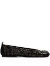 Jw Anderson Gunmetal All-over Sequin Ballerina Flats In Black