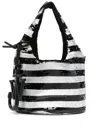 Jw Anderson Mini Striped Sequined Tote Bag In Black