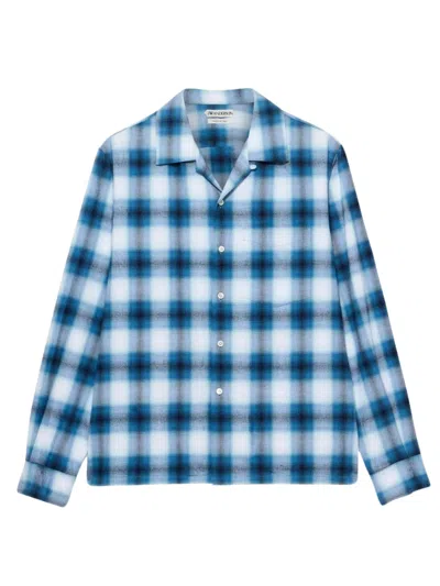 Jw Anderson Shaded Checkered Shirt In Blue