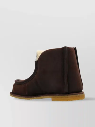 JW ANDERSON SHEARLING-LINED SUEDE ANKLE BOOTS