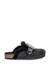 Jw Anderson Shearling Mules In Black