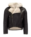 Jw Anderson Hooded Leather And Shearling Biker Jacket In Black