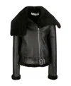 Jw Anderson Shearling-trim Leather Biker Jacket In Black