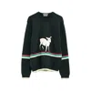 Jw Anderson Sheep Embroidered Striped Cotton Sweater In Multi