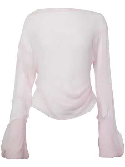 Jw Anderson Sheer Asymmetric Top In Pink