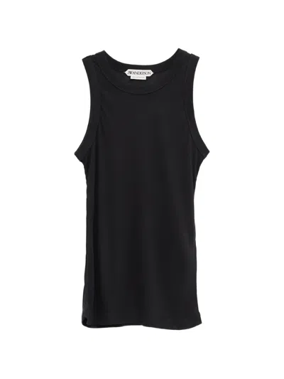 Jw Anderson Sheer Ribbed Tank Top In Black