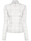 Jw Anderson Sheer Long Sleeve Turtleneck Top In White
