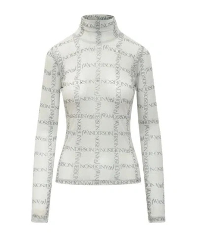 JW ANDERSON JW ANDERSON LOGO PRINTED SEMI-SHEER TOP