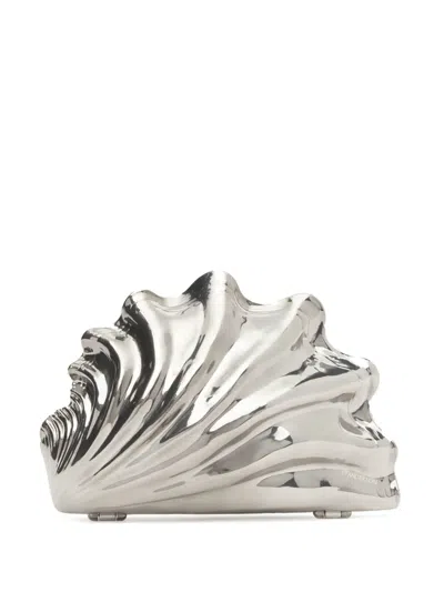 Jw Anderson Shell Clutch In Silver