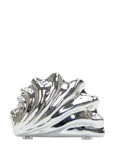 Jw Anderson Shell Clutch In Silver