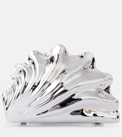 Jw Anderson Shell Mini Clutch In Silver