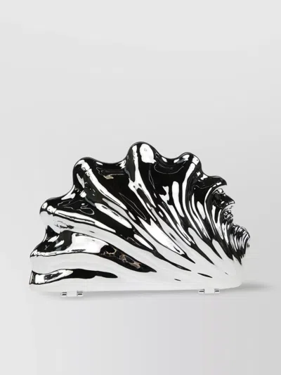 Jw Anderson J. W. Anderson Sculptural Black Clutch With Glossy Shell Design In Gray