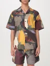 Jw Anderson J. W. Anderson Wide V-neck Short Sleeve Shirt With Abstract Print In Olive