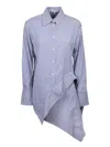 Jw Anderson Deconstructed Asymmetric Stripe Cotton Blend Button-up Shirt