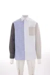 Jw Anderson Patchwork Checkered Shirt Chest Pocket In Blue+multi