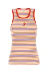 Jw Anderson Scoop Neck Sleeveless Top With Horizontal Stripes In Stripped