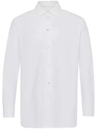 Jw Anderson J.w. Anderson Classic Fit Logo Pocket Shirt In Bianco Chiari E Naturali