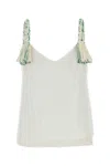 Jw Anderson Tulle Top With Braided Straps And V Neckline In White