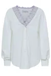 Jw Anderson Lace Trim V-neck Cotton Blouse In Bianco