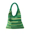 Jw Anderson J.w. Anderson Multicolored Striped Knitted Tote Bag In Green