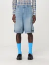 Jw Anderson Light Blue Bermuda Shorts With Cargo Pockets And Logo Patch On The Back In Gnawed Blue