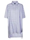 Jw Anderson J. W. Anderson Patchwork Cotton Shirt Dress With Asymmetric Hem In Blue