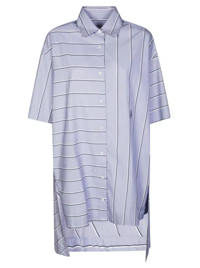 Jw Anderson Short Shirt Dress With Striped Design In Blue