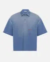 Jw Anderson Oversized Logo Embroidered Polo Shirt In Blue