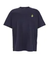 Jw Anderson Blue Crewneck T-shirt With Logo Embroidery On The Front In Black