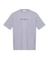Jw Anderson Grey Crewneck T-shirt With Logo Embroidery On The Front In Gray